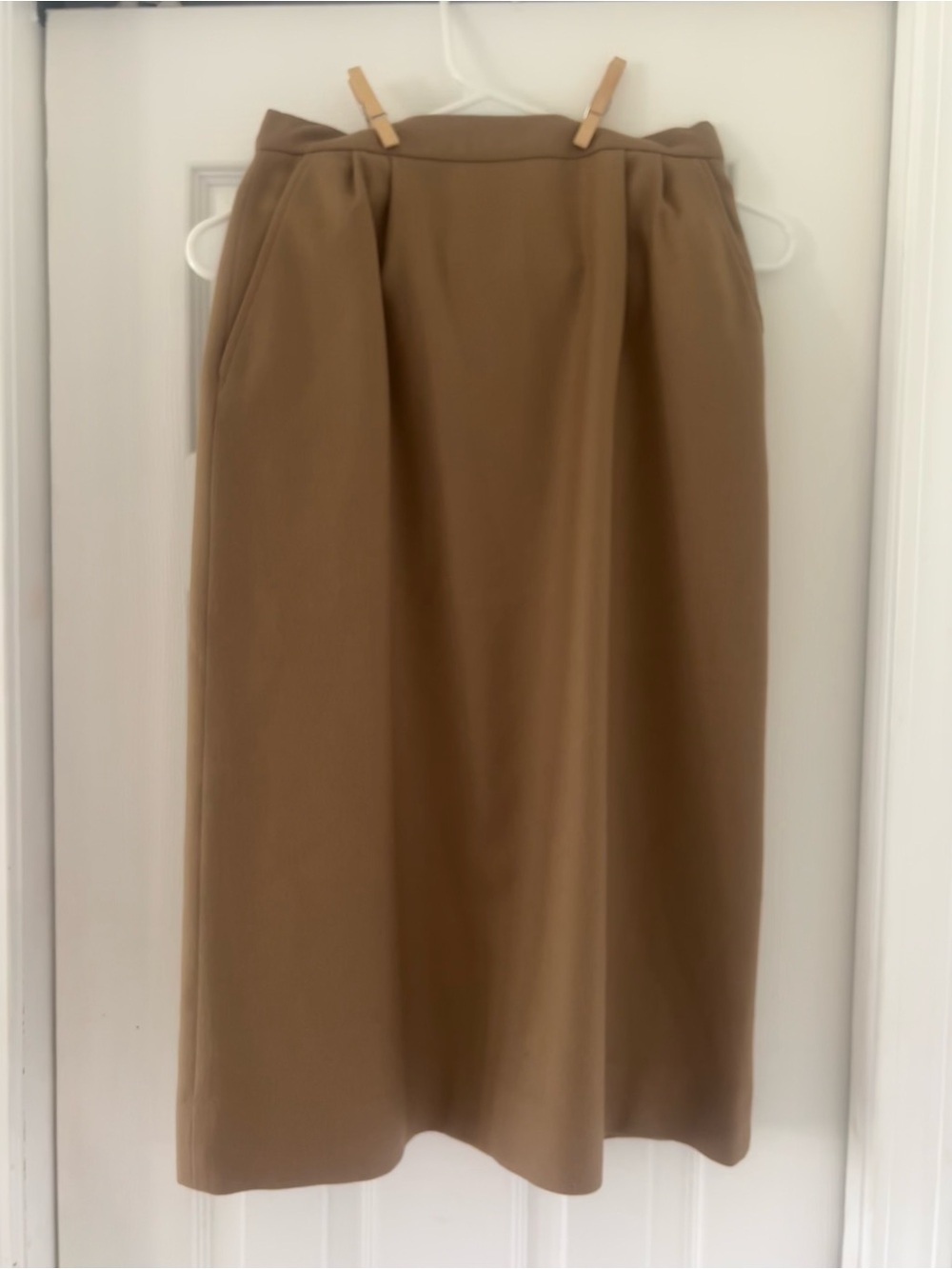 Vintage Corbin Ltd Tailored Camel Midi Skirt With Pockets 26 Waist